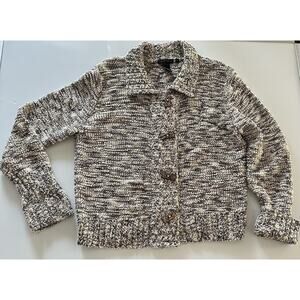 Nomadic Traders Varigated Knit Big Artsy Button Cardigan Sweater Jacket Women L